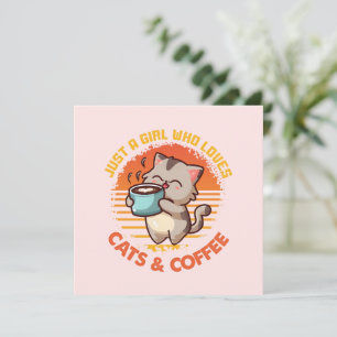 Carte Juste une fille qui aime les chats et le café