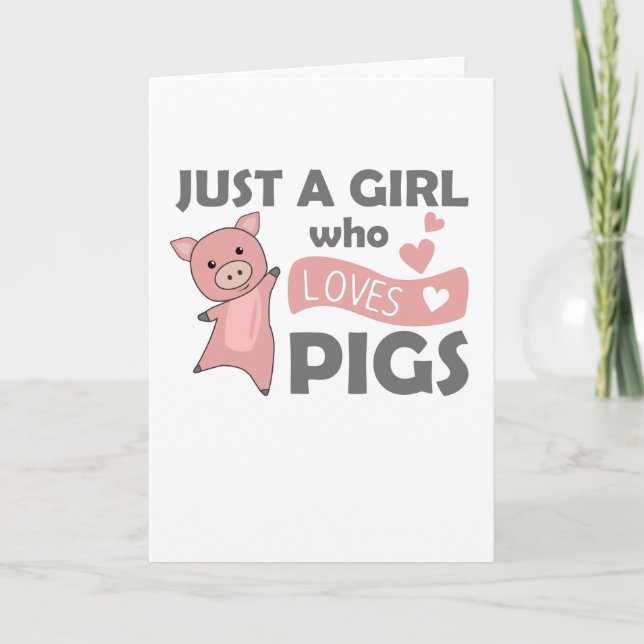Carte Juste Une Fille Qui Aime Les Cochons Cœurs Roses P (Devant)