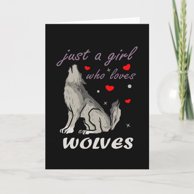 Carte Juste Une Fille Qui Aime Les Loups Mignonne Ado Lo (Devant)