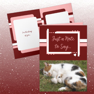 Carte Juste une note à dire photos de chat bordeaux rose