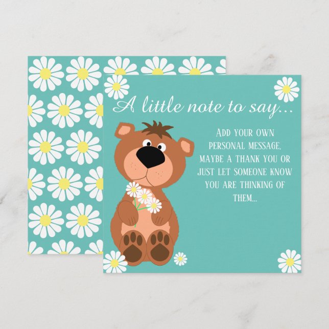 Carte Juste Une Note Pour Dire Mignonne Ours (Devant / Derrière)