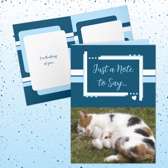 Carte Juste une note pour dire photos de chat bleu blanc (Créateur téléchargé)