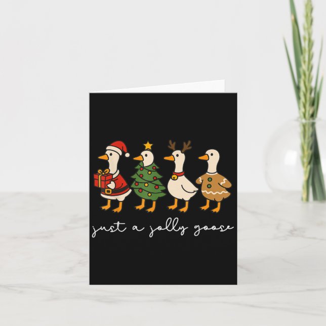 Carte Juste Une Oie De Jolly Drôle Oie De Père Noël Rein (Devant)