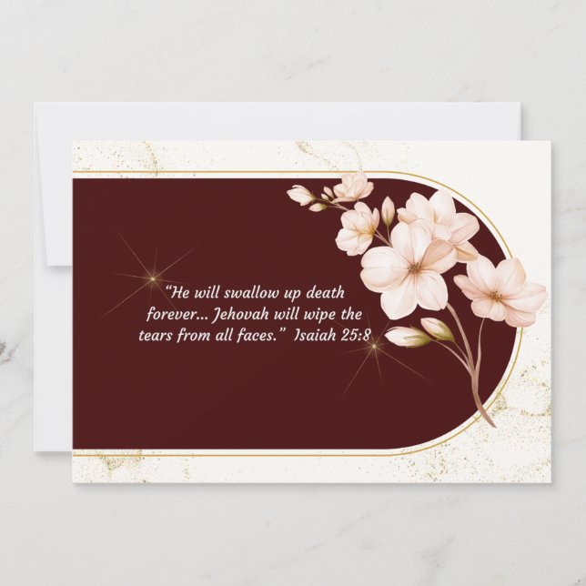 Carte JW Sympathy - Cherry Blossom Isa 25:8 (Devant)