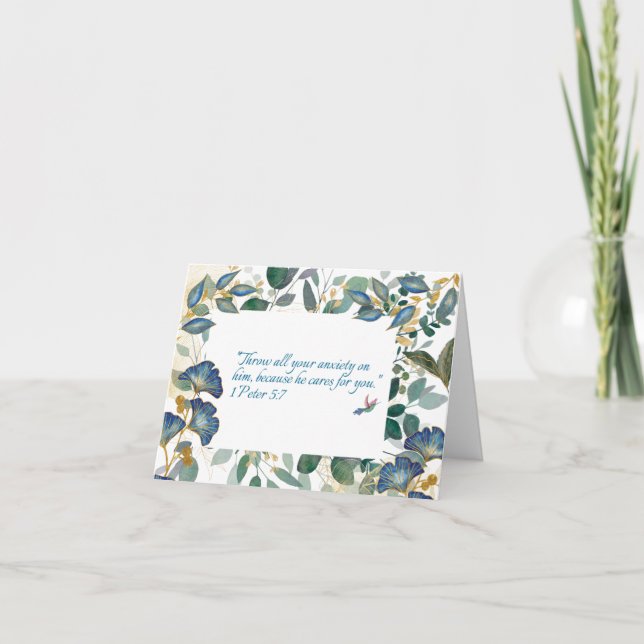 Carte JW Sympathy -Floral -Écriture 1 Pierre 5:7 (Devant)