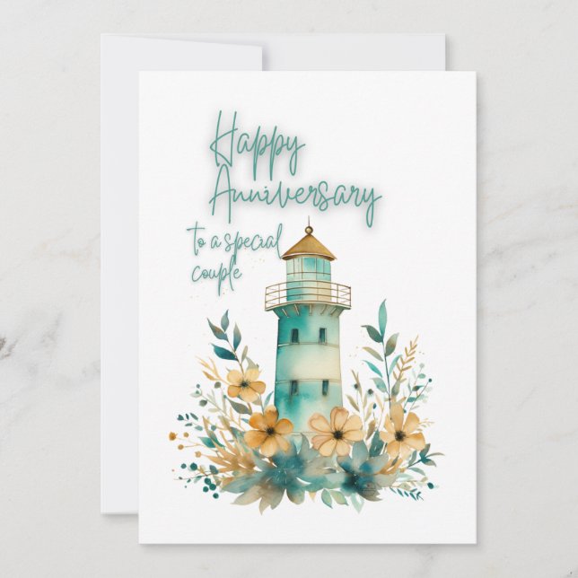 Carte JW Watercolor Lighthouse Happy Anniversaire (Devant)
