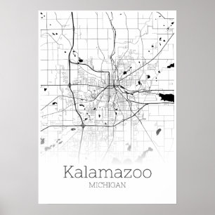 Carte Kalamazoo - Michigan - Poster de la carte de