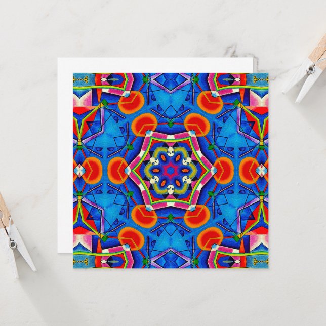 Carte Kaléidoscope peinture à l’huile multicolore (Devant/Arrière en situation)