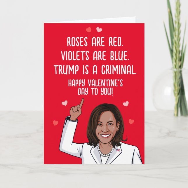 Carte Kamala Valentine - Trump est un Criminel Bonne Sai (Devant)