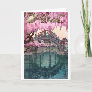 Carte Kameido Bridge, Hiroshi Yoshida, Woodcut