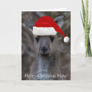 Carte Kangaroo Visage Père Noël Joyeux Noël Mate