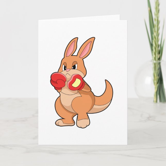 Carte Kangourou à la boxe avec des gants de boxe (Devant)
