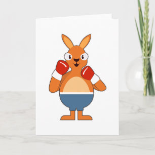 Carte Kangourou en boxeur avec gants de boxe