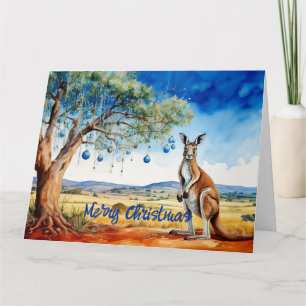 Carte Kangourou sous un eucalyptus avec des boules de No