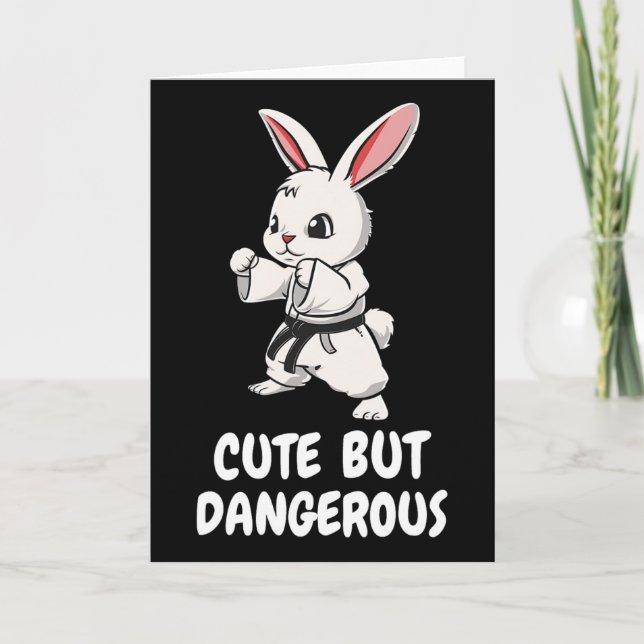Carte Karate Bunny Mignonne Mais Dangereux Funky Martial (Devant)
