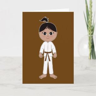 Carte Karate Félicitations Brown Belt Girl