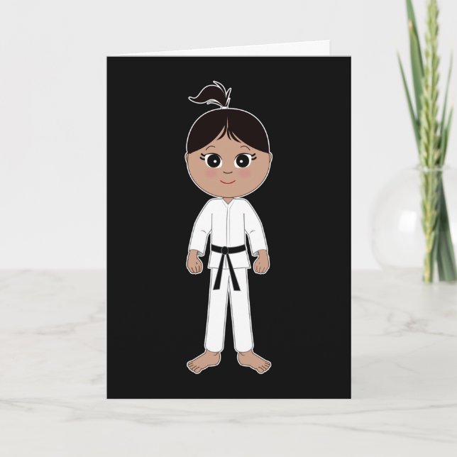 Carte Karate Girl Félicitations ceinture noire (Devant)