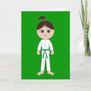 Carte Karate Girl Félicitations Ceinture Verte