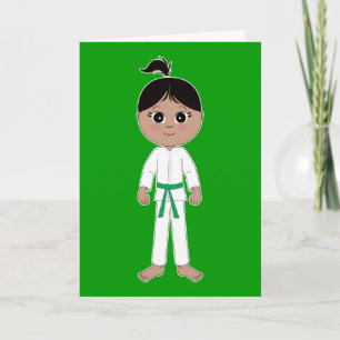 Carte Karate Girl Félicitations Ceinture Verte