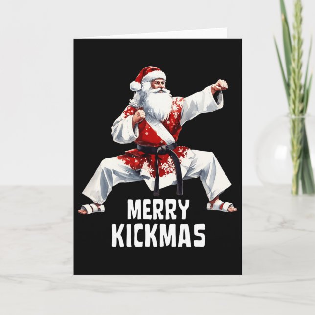Carte Karate Santa Claus Noël Merry Kickmas Martial (Devant)