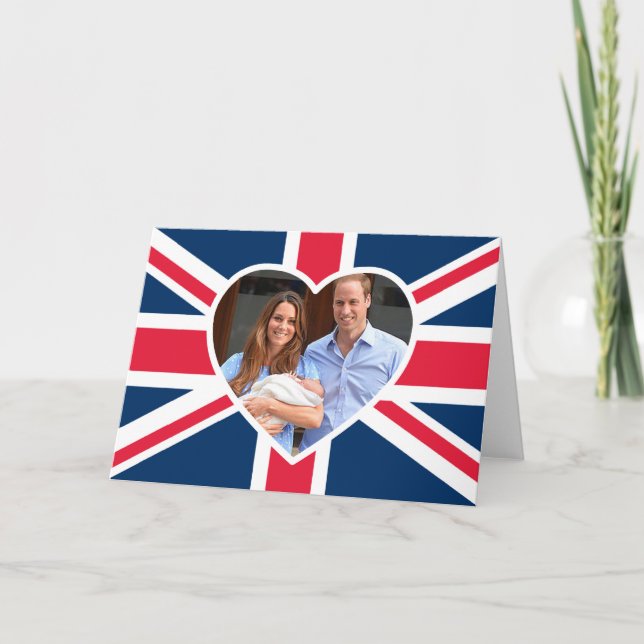 Carte , Kate, prince George - drapeau britannique (Devant)