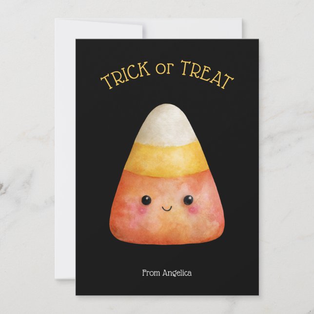 Carte Kawaii Cute Candy Corn Kid Halloween (Devant)