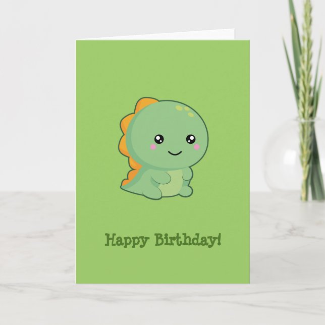 Carte Kawaii Dinosaur Joyeux anniversaire (Devant)
