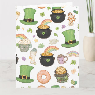 Carte Kawaii Porte-bonheur Saint-Patrick Pot d'Or