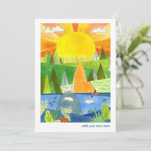 Carte Kayak avec phoques et lever de soleil Happy Place