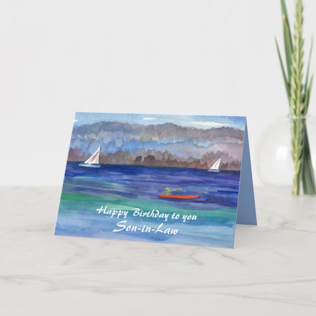 Carte Kayaking vole heureux anniversaire Son-in-law (Devant)