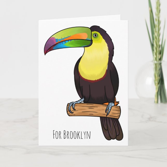 Carte Keel-billed toucan bird cartoon illustration (Devant)