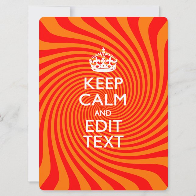 Carte KEEP CALM PERSONNALISÉ ET Avoir Texte Orange Swirl (Devant)