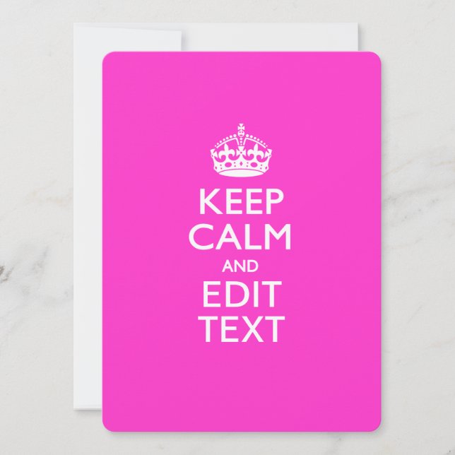 Carte KEEP CALM PERSONNALISÉ ET Éditer du texte en rose (Devant)