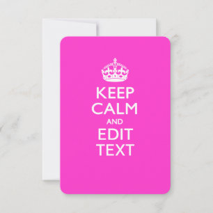 Carte KEEP CALM PERSONNALISÉ ET Éditer du texte en rose