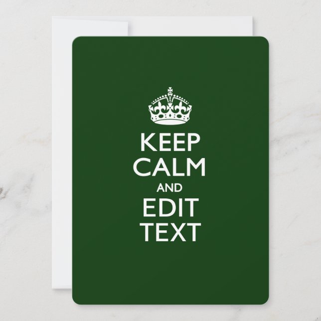 Carte KEEP CALM PERSONNALISÉ ET Éditer du texte sur vert (Devant)