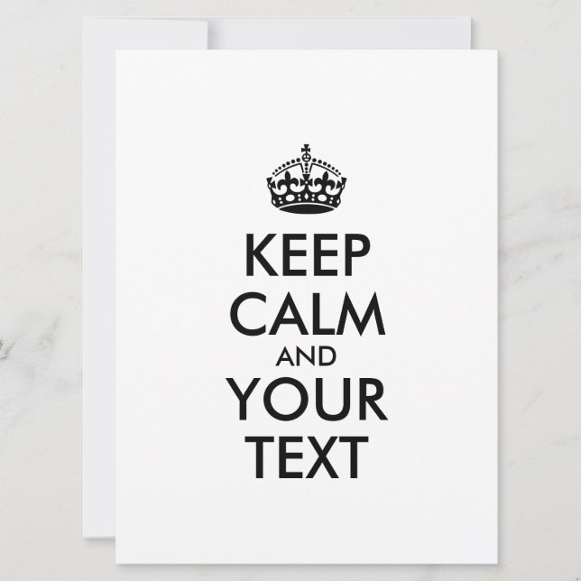 Carte KEEP CALM personnalisé et votre texte (Devant)