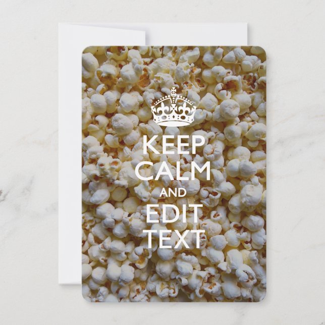 Carte KEEP CALM personnalisé et votre texte sur Popcorn (Devant)