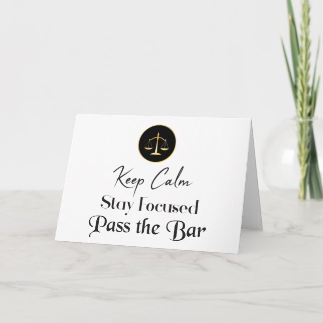 Carte Keep calm. Restez Concentrés. Passez L'Examen Bar. (Devant)