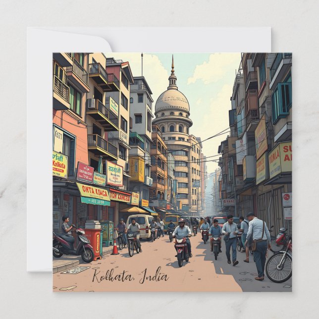 Carte Keepsaké Souvenir pour le centre-ville de Kolkata, (Devant)