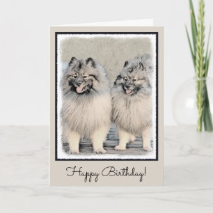Carte Keeshond Brothers Painting - Original Dog Art