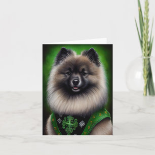 Carte Keeshond Dog en tenue de jour St. Patrick