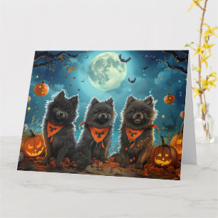 Carte Keeshond Halloween Éffrayant