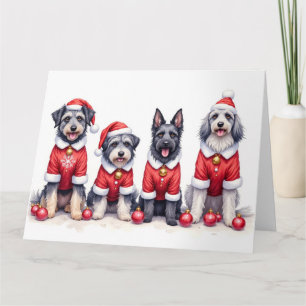 Carte Keeshond tenue de Noël chapeau de Père Noël
