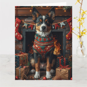 Carte Kelpie australienne avec foyer cadeau de Noël