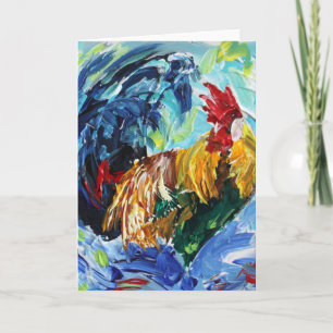 Carte Ken le coq. Les poulets d'amour aiment ces le