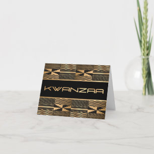 Carte Kente noir et or Imprimer "Happy Kwanzaa"