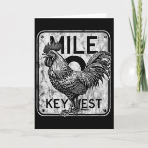 Carte Key West Floride Poulet Rétro Mile 0 Coq Dist
