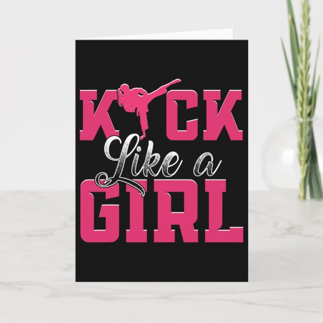 Carte Kick Like Girl Karate Taekwondo Martial Arts (Devant)