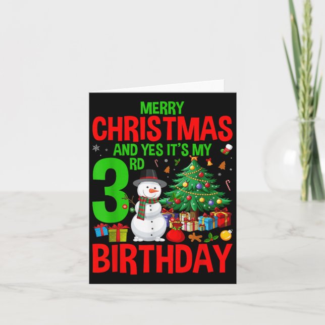 Carte Kids Merry Christmas And Yes It's My 3rd Birthday  (Devant)