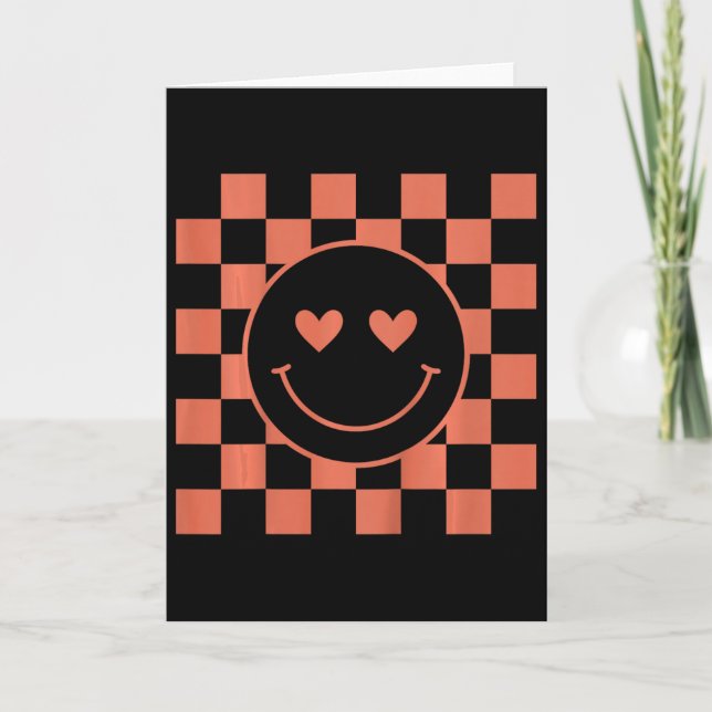 Carte Kids Youth Checkered Retro Valentine Smile Face  (Devant)